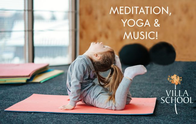 A little girl repeats exercises for her mother